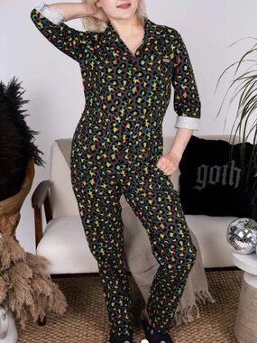 Women’s Black Multicolor Patterned Jumpsuit